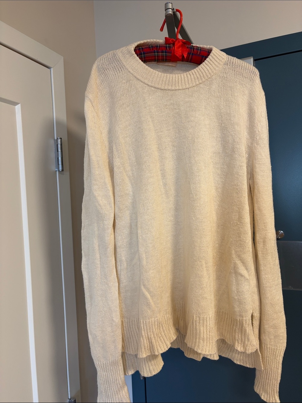 Brock collection Crewneck Sweater in Cream. Silk, flax, cashmere